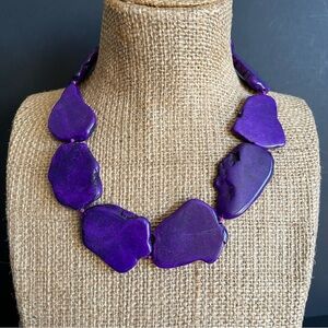 Handmade chunky Purple howlite Stone Necklace.